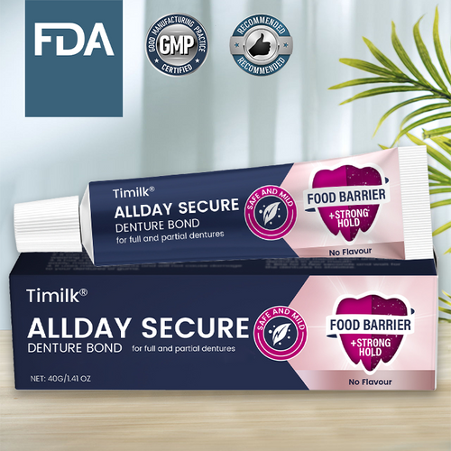 Timilk® AllDay Secure Denture Bond — Całodniowy Bezpieczny Klej do Protez